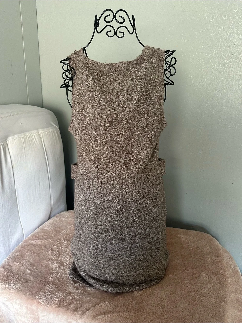 Brown Knit Pocket Dress